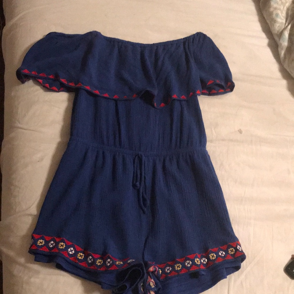 Off the shoulder blue romper